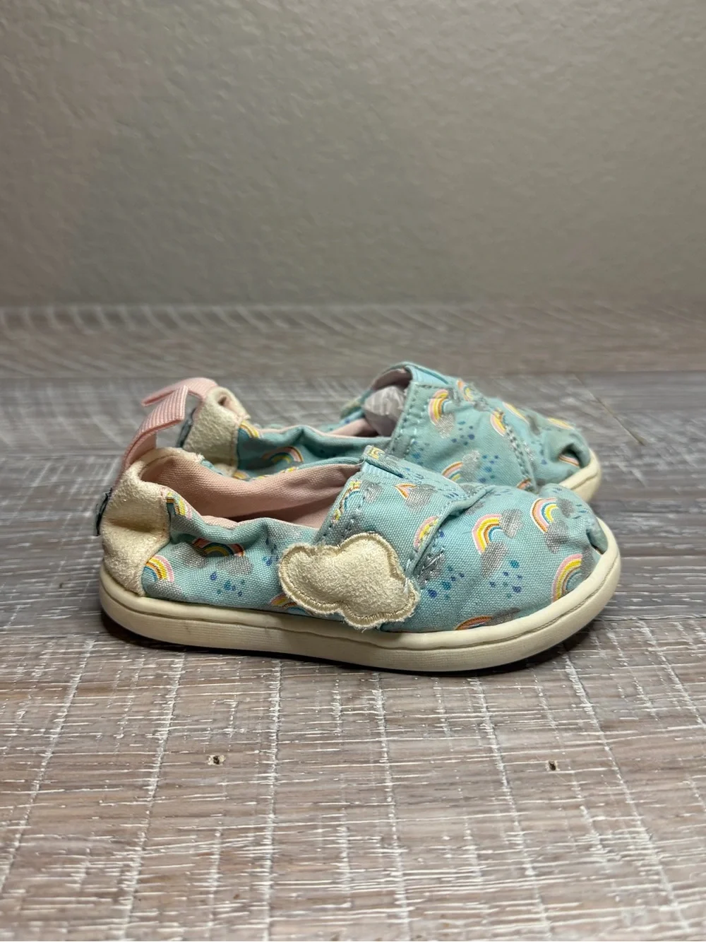 Toms Mint Green Rainbow 🌈 Slip-On Baby & Walker Shoes